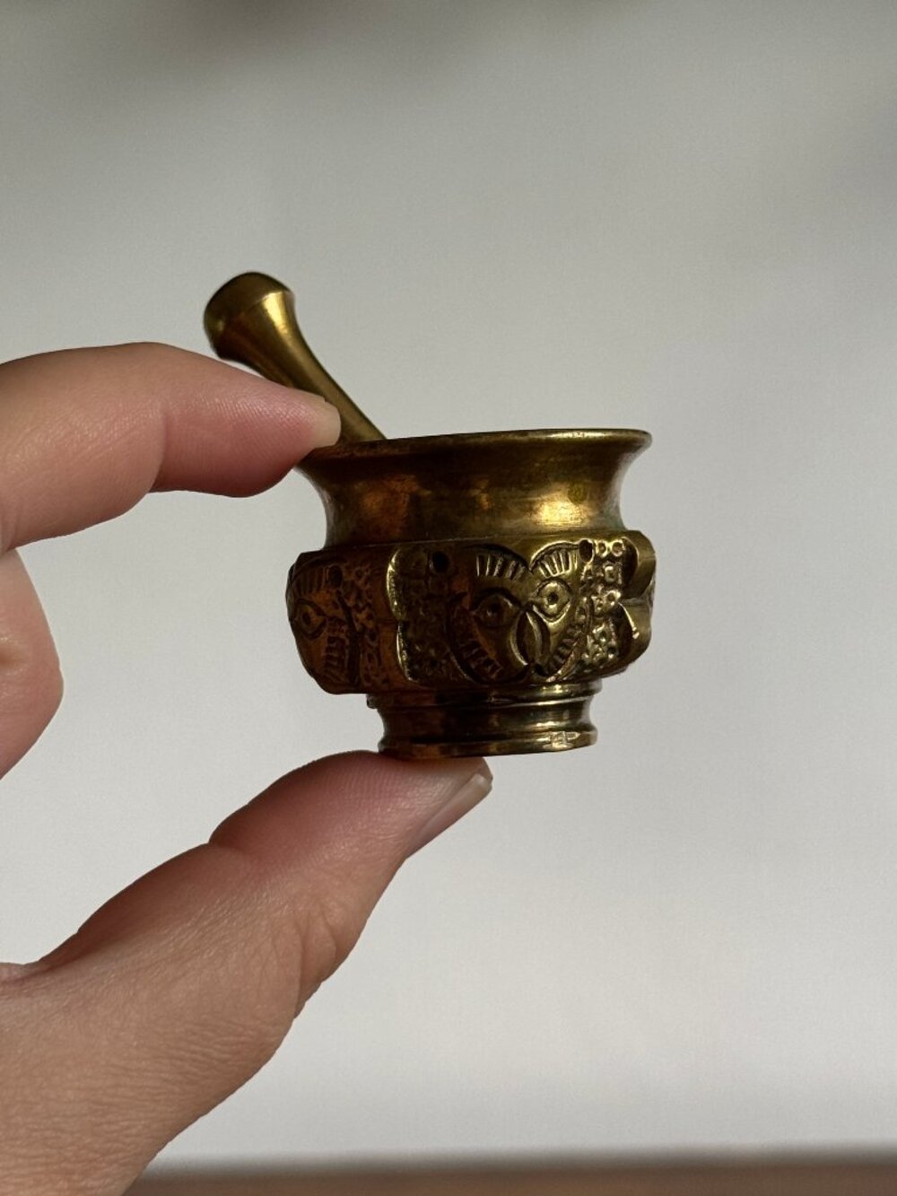 Miniature Brass Mortar and Pestle
